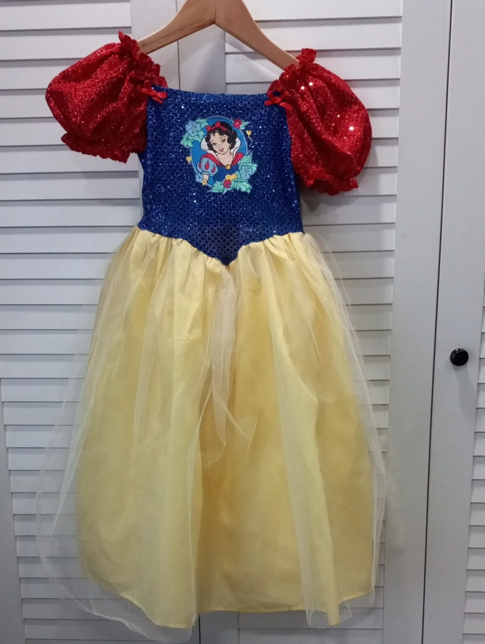 Disney Princess Snow White Sequin Dress in Blue, Red & Yellow - Picture 2 of 12